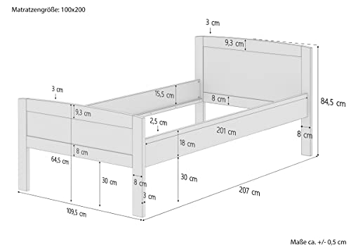 Erst-Holz® Massivholzbett 100×200 Einzelbett - 3