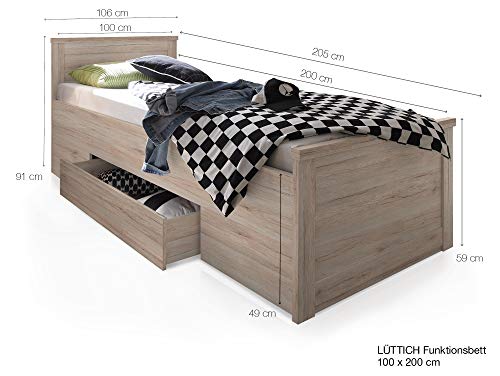 Komfortbett Einzelbett 100×200 cm Eiche - 3